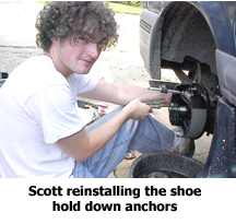 Scott reinstalling the shoe hold down anchors